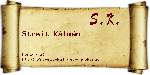 Streit Kálmán névjegykártya